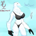 armedantagonist_(harver) beak bra breasts butt butt_from_the_front clothing feathers feet female neck_tuft solo talons thong toes tuft underwear armedantagonist avian erosion_bird humanoid 1:1 hi_res