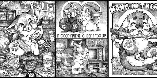 1990s_theme ambiguous_gender anthro beverage_can book boombox branch camera cathode_ray_tube chibi chip_bag chips_(food) clothing container controller cookie cup cushion drawer drinking_straw duo electronics eyes_closed featureless_crotch food footwear fur fureh furniture_lamp game_cartridge game_console game_controller hanging_from_branch heart_symbol holding_object inside instant_camera lamp lava_lamp leaf making_faces neck_tuft nude paper pawpads pokemon_card poster poster_(object) potato_chips retro sitting skateboard socks solo tamagotchi_(toy) television text tongue tongue_out tuft tv_antenna vehicle yo-yo o-kemono doritos frito-lay hang_in_there magic_8_ball nintendo nintendo_entertainment_system pokemon polaroid_b.v. solo_jazz_pattern tamagotchi the_legend_of_zelda ailurid canid canine domestic_cat felid feline felis fox lagomorph leporid mammal rabbit red_panda unknown_species 2025 black_and_white cross-hatching english_description english_text hatching_(art) hi_res monochrome shaded
