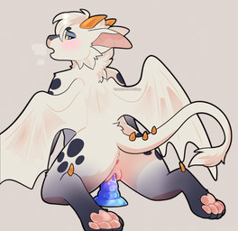 anthro dildo female penetration sex_toy solo vaginal vaginal_penetration wings noodlethings mythology tora_(noodlethings) dragon mythological_creature mythological_scalie scalie hi_res