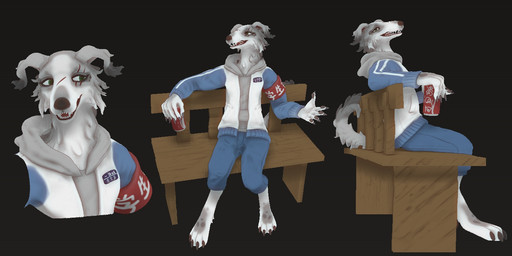 anthro asian_clothing chair chinese_clothing clothing east_asian_clothing furniture male school school_uniform smile solo uniform wenx sanwenxiao borzoi canid canine canis domestic_dog hunting_dog mammal sighthound half-length_portrait portrait