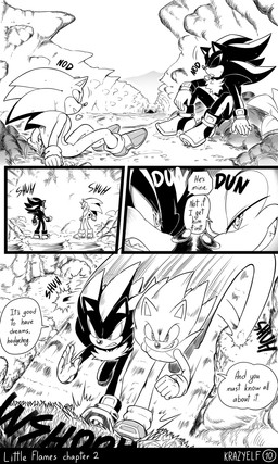 anthro big_nose breath cave chest_tuft clenched_teeth cliff cliff_side cliffs cliffside cliffside_(terrain) clothing dialogue duo fluffy fluffy_chest footwear gloves handwear male nodding quills_(anatomy) racing rock running sharp_teeth shoes smug smug_grin speech_bubble stand_off standing standoff teeth text tuft water krazyelf sega sonic_the_hedgehog_(series) shadow_the_hedgehog sonic_the_hedgehog eulipotyphlan hedgehog mammal absurd_res black_and_white comic english_text hi_res monochrome