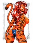 breasts butt female hair red_hair side_boob solo stripes tail garrett_blair marvel tigra animal_humanoid felid felid_humanoid humanoid mammal mammal_humanoid pantherine pantherine_humanoid tiger_humanoid