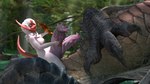 16:9 2_penises 3d_(artwork) 4k absol absurd_res animal_genitalia animal_penis anthro anthro_on_feral bestiality blender_(artwork) blender_cycles breasts capcom digital_media_(artwork) duo erection fanged_wyvern female female_on_feral feral forest generation_3_pokemon genitals hemipenes hi_res jungle light light_beam lying male male/female monster_hunter multi_genitalia multi_penis nintendo nipples nude on_back penis plant pokemon pokemon_(species) rose_duskclaw shiny_pokemon size_difference stroking_penis sunbeam sunlight teratophilia tobi-kadachi tree widescreen zero3delta