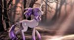 cutie_mark day desolate detailed_background female feral hair hooves horn nude plant purple_hair smile solo standing tree ruhje hasbro my_little_pony mythology fan_character harmony_(mlp) equid equine mammal mythological_creature mythological_equine unicorn