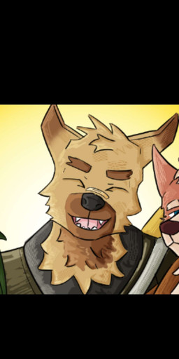 anthro clothing fur male male/male simple_background smile solo melioo canid canine mammal absurd_res hi_res