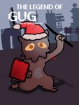 ambiguous_gender brown_body brown_fur christmas_clothing christmas_headwear clothing feral fur hat headgear headwear holding_melee_weapon holding_object holding_ranged_weapon holding_weapon holidays logo_parody markings melee_weapon on_two_legs polearm ranged_weapon santa_hat shadow shield solo spear spine standing tail text weapon yellow_eyes nonassociatedidiot christmas rain_world videocult gug_(rain_world) scavenger_(rain_world) 3:4 artist_name shaded signature