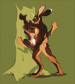 4_toes against_natural_surface against_surface against_tree anthro anthro_on_anthro balls blush bodily_fluids breasts brown_body brown_fur cum cum_drip cum_in_vagina cum_inside cum_string digitigrade dripping duo eyes_closed feet female female_penetrated fur genital_fluids genitals green_background heart_symbol hindpaw male male/female male_penetrating male_penetrating_female open_mouth outside paws penetration penile penile_penetration penis_in_vagina plant sex simple_background spread_legs spreading standing toes tree vaginal vaginal_penetration vulva hoot_(artist) theredhare annie_(theredhare_and_demicoeur) nord_(hoot) domestic_rabbit hare lagomorph leporid mammal oryctolagus rabbit rex_rabbit