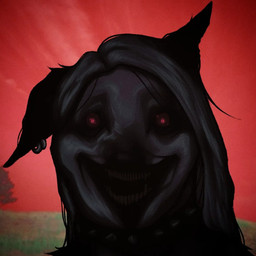 ambiguous_anthro ambiguous_gender anthro black_mouth black_sclera collar creepy creepy_face creepy_smile deformed deformed_face detailed_background ear_piercing ear_ring evil_face fangs female front_view grass grey_hair hair horror_(theme) looking_at_viewer nightmare_fuel no_eyelids notched_ear open_mouth open_smile outside piercing pivoted_ears plant pupils red_pupils red_sky ring_piercing sky smile smiling_at_viewer solo soul_devouring_eyes spiked_collar spikes sunken_eyes teeth text where_is_your_god_now remoremox creepypasta hellaverse helluva_boss mythology loona_(helluva_boss) smile.dog canid canid_demon canine demon hellhound mammal mythological_canine mythological_creature 1:1 2025 digital_media_(artwork) headshot_portrait portrait