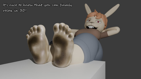 anthro barefoot bodily_fluids dialogue dirty dirty_feet feet female foot_fetish fur relaxing smelly smelly_feet solo sweat sweaty_feet tan_body tan_fur text colonthreeguy unsavory_stash blender_(copyright) louanne_(unsavory_stash) lagomorph leporid mammal rabbit 16:9 3d_(artwork) blender_(artwork) blender_cycles_(artwork) digital_media_(artwork) english_text hi_res widescreen