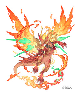 clothing fire flaming_hair flaming_tail flaming_wings gem green_eyes headgear headwear jewelry male markings necklace pseudo_hair red_body ruby_(gem) solo tail unusual_anatomy unusual_wings wings wristband wolftapioca maimai mythology sega dragon_king_(maimai) dragon mythological_creature mythological_scalie scalie hi_res
