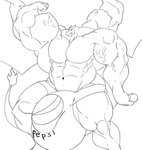 anthro anthrofied balls big_balls big_bulge big_muscles big_penis bulge clothed clothing fist flexing genitals grin holding_object huge_balls huge_bulge huge_muscles huge_penis hyper hyper_balls hyper_bulge hyper_genitalia hyper_muscles hyper_penis looking_at_viewer male muscular muscular_anthro muscular_male navel penis smile solo text thong underwear underwear_only vein veiny_muscles wings sachiel_666 nintendo pepsi pokemon charizard14 charizard generation_1_pokemon pokemon_(species) 2013 hi_res monochrome