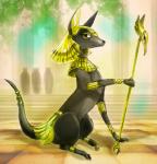 anklet anubis bracelet canine deity digitigrade female feral jackal jewelry looking_at_viewer melonleaf ring scepter sitting solo
Rating: Safe
Score: 9
User: chdgs
Date: November 24, 2013