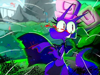 anthro blood bodily_fluids cape castle clothing female forest hood horn looking_at_viewer magic_user plant purple_body red_eyes solo tail tree waterfall witch roksim mythology elizabeth_(roksim) dragon kobold mythological_creature mythological_scalie scalie vampire 4:3