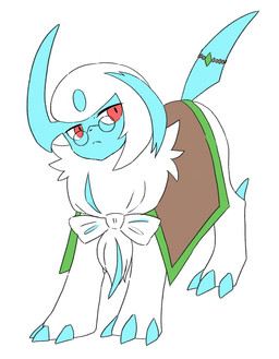 ambiguous_gender blue_claws blue_face blue_tail claws eyewear feral fur glasses horn neck_tuft neck_tuft_bow red_eyes simple_background solo tail toe_claws tuft wearing_glasses white_background white_body white_fur yakiniku628 nintendo pokemon absol generation_3_pokemon pokemon_(species)