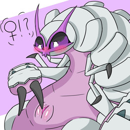 blush body_blush female feral gender_transformation genitals mtf_transformation pink_body solo transformation vulva vulva_blush white_body shrimp_in_a_cage nintendo pokemon generation_7_pokemon golisopod pokemon_(species) hi_res