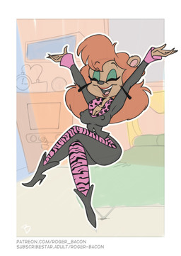 5_fingers animal_print anthro bed bedroom big_breasts biped black_boots black_bottomwear black_clothing black_eyebrows black_footwear black_nose black_pants black_shirt black_topwear boots border bottomwear breasts brown_body brown_ears brown_fur cleavage clock clothed clothed_anthro clothed_female clothing collarbone crossed_legs eye_through_hair eyebrow_through_hair eyebrows eyelashes eyes_closed eyeshadow female female_anthro fingers footwear fur furniture hair high_heeled_boots high_heels humanoid_hands inside leopard_print lips lipstick logo long_hair makeup multicolored_bottomwear multicolored_clothing multicolored_shirt multicolored_topwear nipple_outline open_mouth open_smile orange_hair outline pants patreon_username pink_bottomwear pink_clothing pink_inner_ear pink_pants pink_shirt pink_tongue pink_topwear plantar_flexion pose raised_arms red_lips red_lipstick round_ears shirt shoes sitting smile solo subscribestar_username teal_eyelids teal_eyeshadow teeth text tiger_print tight_clothing tongue toony topwear translucent translucent_hair two_tone_bottomwear two_tone_clothing two_tone_pants two_tone_shirt two_tone_topwear white_border white_outline wide_hips roger_bacon tiny_toon_adventures warner_brothers julie_bruin bear mammal 2025 absurd_res artist_logo hi_res pinup url
