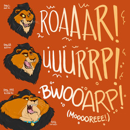 bell bell_collar burping collar double_chin facial_scar fangs feral fur male mane obese obese_feral open_mouth overweight overweight_feral puffed_cheeks roaring scar solo teeth text tongue weight_gain whiskers dragontzin disney the_lion_king scar_(the_lion_king) felid lion mammal pantherine 1:1 2026 headshot_portrait hi_res portrait signature