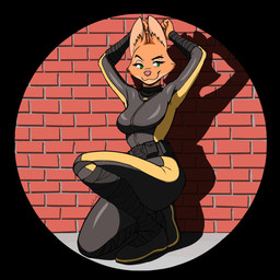 anthro belt belt_buckle belt_pouch boots brick brick_wall buckle clothing ears_up eyebrows eyelashes female footwear green_eyes looking_aside piercing shadow shoes smile solo suit wall_(structure) chisheq dreamworks the_bad_guys diane_foxington canid canine fox mammal 1:1 hi_res