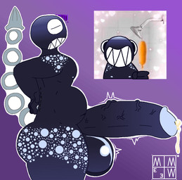 abdominal_bulge anus balls belly big_belly big_penis black_penis bodily_fluids bottomless butt clothed clothing cum cum_drip dripping erection freckled_butt freckled_legs freckled_shoulders freckled_thighs freckles genital_fluids genitals huge_penis male meme_face metal metallic_body nipples nude penis precum puffy_anus sharp_teeth side_view smile solo standing teeth throbbing throbbing_balls throbbing_penis topless vein veiny_penis thelukeewarmmm mario_bros nintendo charlie_c_chomper chain_chomp humanoid