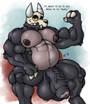 abs anthro balls belly biceps big_belly big_breasts big_muscles big_pecs big_penis black_body black_fur bone breasts broken_horn claws erection feet fur genitals grey_body grey_fur horn huge_muscles huge_pecs huge_penis huge_thighs humanoid_genitalia humanoid_penis hyper hyper_muscles looking_at_viewer male moobs multicolored_body muscular muscular_anthro muscular_male nipples nude overweight overweight_male pecs penis simple_background skull skull_head solo teeth text thick_thighs vein yellow_sclera gin98 disney the_owl_house king_clawthorne canid canid_demon canine demon humanoid mammal titan_(the_owl_house) digital_media_(artwork) english_text hi_res