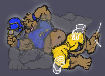 4_toes 5_fingers anthro belly black_nose blue_clothing blue_shirt blue_topwear bottomwear brown_body brown_fur clothing cotton_swab disembodied_hand eyes_closed feet fingers football_helmet football_player fur grey_background group hand_on_head hand_on_own_head laugh lying male navel on_back open_mouth open_smile pants pink_tongue pinned pinned_to_ground shirt simple_background smile tail tickle_fetish tickle_torture tickling tickling_feet tickling_knees tickling_legs tickling_toes toes tongue topwear translucent translucent_body translucent_hand yellow_bottomwear yellow_clothing yellow_pants kctk canid canine canis domestic_dog ghost husky macropod mammal marsupial nordic_sled_dog quokka spirit spitz