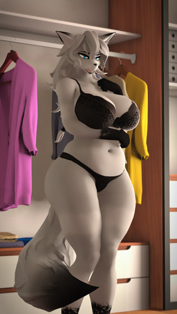 anthro bedroom black_body black_bra black_clothing black_fur black_panties black_underwear blue_eyes bra clothed clothing female fluffy fluffy_tail fur hair long_hair looking_at_viewer mature_anthro mature_female mostly_nude multicolored_body multicolored_fur panties solo tail two_tone_body two_tone_fur underwear underwear_only white_body white_fur white_hair wide_hips conditional_dnp domi3d warfaremachine_(modeler) emma_(domi3d) canid canine fox mammal 2025 3d_(artwork) 4k 9:16 absurd_res digital_media_(artwork) hi_res source_filmmaker_(artwork)