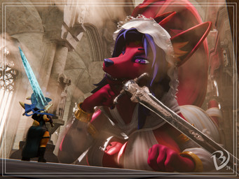 ambiguous_gender anthro duo female greatsword hair looking_down looking_up lying macro melee_weapon object_in_mouth on_front purple_hair red_body shortstack size_difference sword sword_in_mouth sword_on_shoulder weapon weapon_in_mouth basedvulpine dark_souls fromsoftware basedvulpine_(character) great_grey_wolf_sif gwynevere mattie_(meanmetal) wren_(basedvulpine) canid canine canis lagomorph leporid mammal rabbit wolf 3d_(artwork) 4:3 absurd_res digital_media_(artwork) hi_res huge_filesize