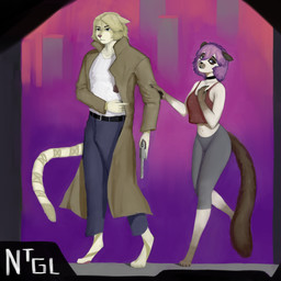 4_toes 5_fingers anthro arm_grab arm_markings belly belt black_choker black_claws black_jewelry black_lips black_nails black_necklace black_nose black_pawpads blonde_hair blue_bottomwear blue_clothing blue_eyes blue_jeans blue_pants bottomwear breasts brown_markings brown_tail building butt choker city claws clothed clothed_anthro clothed_female clothed_male clothing coat colored_nails crop_top denim denim_bottomwear denim_clothing detailed_background dipstick_tail duo ear_piercing eyebrows eyelashes facial_markings facial_piercing fangs feet female fingers fluffy fluffy_tail fur grey_eyes gun hair hand_on_chest handgun head_markings jeans jewelry leg_markings lip_piercing lips long_hair looking_sideways makeup male markings mascara messy_hair multicolored_body multicolored_fur multicolored_hair multicolored_tail nails navel necklace neon neutral_expression open_mouth pants pawpads paws piercing pink_hair pink_nose pink_pawpads purple_hair raised_eyebrows raised_leg ranged_weapon red_clothing red_crop_top red_shirt red_topwear revolver scared shirt skyscraper standing t-shirt tail tail_markings teeth three-quarter_view toes topwear trenchcoat weapon white_body white_clothing white_fur white_shirt white_t-shirt white_topwear yellow_body yellow_fur yellow_markings yellow_tail_tip nightingale_hrt jonathan_(nightingale_hrt) katherine_(nightingale_hrt) domestic_cat felid feline felis mammal siamese_cat tabby_cat 1:1 absurd_res hi_res