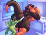 anal anthro anthro_on_anthro backsack balls biceps big_balls big_butt big_penis black_balls black_body black_scales black_sclera butt canid canine chibsarts chiderg claws collar dominant dominant_male dragon duo face_in_ass fur genitals green_body green_fur grin hi_res horn humanoid_genitalia humanoid_penis leash leashed_collar looking_back male male/male mammal muscular muscular_anthro muscular_male mythological_creature mythological_scalie mythology nipples nude open_mouth oral orange_body orange_eyes orange_scales overweight overweight_anthro overweight_male penis rimming scales scalie sex sharp_teeth size_difference smile submissive submissive_male tail teeth white_body white_fur