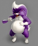 ambiguous_gender anthro anthrofied belly beverage big_belly fangs fur looking_at_viewer mouth_shot open_mouth pokemorph solo teeth tongue tongue_out longlevy nintendo pokemon generation_4_pokemon mammal mephitid pokemon_(species) skuntank