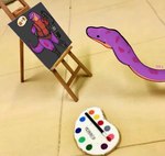 brush canvas creating_art dot_eyes easel female feral inside paint paintbrush painting painting_(action) pallet photo_background real shadow snake_hood solo ncs team_fortress_2 valve keeshee cobra reptile scalie snake 2023 draw_over hi_res photography_(artwork)