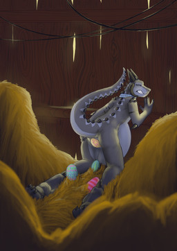 anal anal_oviposition anal_penetration anthro barn belly big_belly butt collar collar_only easter_egg egg grin hay holidays horn huge_belly male nude oviposition paws penetration pregnant pregnant_anthro pregnant_male public purple_body purple_skin smile solo stable stabling tail tafy_tail easter mythology dragon mythological_creature mythological_scalie scalie absurd_res hi_res
