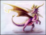 blue_eyes digitigrade duo feral glowing horn looking_at_viewer male membrane_(anatomy) membranous_wings purple_body purple_scales scales shadow simple_background smile spread_wings standing tail white_background wings quirachen activision mythology spyro_the_dragon sparx spyro arthropod dragon dragonfly insect mythological_creature mythological_scalie scalie 2011