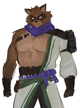 anthro blind brown_body brown_fur clothed clothing disability eye_scar facial_scar fur male scar solo white_eyes vitikko epic_games fortnite hajime_(fortnite) canid canine mammal raccoon_dog tanuki 2025 colored hi_res