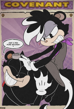 ambiguous_gender angry anthro balls big_butt black_body black_fur black_hair brown_nose butt butt_grab clothed clothing detailed_background dialogue duo face_in_ass femboy fur genitals gloves grabbing hair half_naked hand_on_butt handwear heart_symbol hug hugging_another hugging_from_behind kerchief leg_grab male male/ambiguous purle_kerchief rubber_hose_style rubbing_cheek simple_background smile symbol text white_clothing white_gloves white_handwear covenantrt_(artist) acecraft asher_(acecraft) ekko_(acecraft) mammal mephitid procyonid raccoon skunk absurd_res english_text hi_res