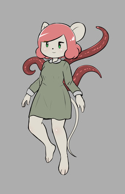 anthro clothing female floating green_clothing hair nightgown pink_hair smile solo tentacles e254e emma_(e254e) eldritch_being hybrid mammal mouse murid murine rodent absurd_res hi_res