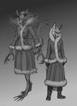 4_ears anthro biped body_horror branch claws eyewear female finger_claws fur_collar glowing glowing_eyes markings multi_ear open_mouth scary solo conditional_dnp patecko tiny_bunny alice_the_vixen canid canine fox mammal monster 2023 digital_media_(artwork) greyscale hi_res monochrome sketch