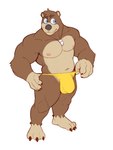 3_toes 4_fingers anthro areola barazoku biceps big_bulge biped black_nose blue_eyes brown_body brown_fur bulge claws clothed clothed_anthro clothed_male clothing clothing_pull deltoids detailed_bulge eyebrows feet finger_claws fingers fur humanoid_feet humanoid_hands jewelry looking_aside male male_anthro monotone_background muscular muscular_anthro muscular_male navel necklace nipples pecs pink_areola pink_nipples plantigrade raised_eyebrow simple_background solo standing tan_body thong thong_only thong_pull three-quarter_view toe_claws toes tooth_necklace topless topless_anthro topless_male tuft underwear underwear_only underwear_pull white_background yellow_clothing yellow_thong yellow_underwear jrjresq banjo-kazooie rareware banjo_(banjo-kazooie) bear mammal digital_drawing_(artwork) digital_media_(artwork) flat_colors full-length_portrait hi_res portrait