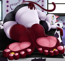 5_toes anthro barefoot big_butt blue_eyeshadow butt claws digit_ring eyeshadow feet female foot_fetish foot_focus humanoid_feet jewelry makeup pawpads paws plantigrade ring soles solo tail toe_ring toes prismosis animal_crossing nintendo olivia_(animal_crossing) domestic_cat felid feline felis mammal absurd_res hi_res