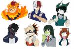 alternate_species anthro burn_scar clothed clothing female fire furrification genetic_chimerism green_hair hair male scar solo split_color incredibleediblecalico my_hero_academia asui_tsuyu dabi_(mha) izuku_midoriya katsuki_bakugou ochaco_uraraka todoroki_enji todoroki_shouto amphibian amphibian_humanoid animal_humanoid canid canine canis domestic_dog felid feline frog humanoid lagomorph leporid lion mammal pantherine rabbit shiba_inu snow_leopard spitz hi_res