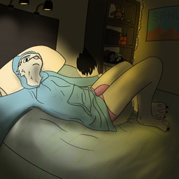4_toes anthro bed bedding bedroom black_claws black_tail_tip blanket blue_clothing blue_eyes blue_hoodie blue_topwear bookshelf bulge cheek_tuft claws clothing detailed_background detailed_bulge dipstick_tail facial_tuft feet fisheye_lens fur furniture genital_outline hair head_on_pillow headboard hindpaw hood_up hoodie inside light looking_at_viewer lying lying_on_bed male markings neck_tuft on_back on_bed pawpads paws penis_outline pillow pink_clothing pink_nose pink_pawpads pink_underwear plushie poster solo string_lights tail tail_markings taking_picture taking_selfie toes topwear tuft underwear warm_lighting white_body white_fur white_hair sourfluff mammal mustelid musteline stoat true_musteline weasel 1:1 absurd_res full-length_portrait hi_res lighting portrait shaded