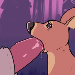 ambiguous_gender animal_genitalia animal_penis anthro big_penis duo fellatio feral genitals oral penile penis sex sheath size_difference foxvomitarts rabidfoxarts canid canine deer mammal 1:1 animated loop