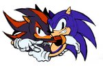 anthro black_body black_eyes black_fur blue_body blue_fur clothing duo fur gesture gloves grin handwear hug looking_at_viewer male male/male red_body red_fur simple_background smile white_background white_clothing white_gloves white_handwear marcus_larry sega sonic_the_hedgehog_(series) shadow_the_hedgehog sonic_the_hedgehog eulipotyphlan hedgehog mammal 2020 digital_media_(artwork)