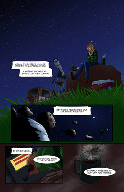 asteroid beverage blonde_hair blue_bottomwear blue_clothing blue_eyes blue_jeans blue_pants boots bottomwear car clothed clothing coffee coffee_cup comic_panel container cup denim denim_bottomwear denim_clothing dialogue female footwear grass hair jacket jeans night pants plant shoes solo speech_bubble starscape steam telescope text thermos topwear vehicle dr_artist jeep tera_rollins_(dr_artist) human mammal absurd_res colored comic english_text hi_res