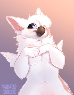 4_fingers anthro beak biped breasts casual_nudity claws female female_anthro finger_claws fingers front_view fur hair looking_at_viewer low-angle_view medium_breasts navel non-mammal_breasts non-mammal_navel nude nude_anthro nude_female pose purple_eyes simple_background smile solo text under_boob white_body white_fur white_hair white_wings wide_hips wings monstercheetah mythology avian gryphon mythological_avian mythological_creature teacup_gryphon 2025 artist_name dated digital_drawing_(artwork) digital_media_(artwork) english_text half-length_portrait hi_res portrait shaded simple_shading