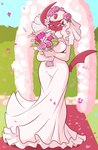 anthro blush claws clothing dress female flower gown looking_at_viewer plant smile solo tail wedding wedding_dress fuf nintendo pokemon aphrodite_the_absol absol generation_3_pokemon pokemon_(species) shiny_pokemon absurd_res hi_res