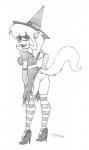 anthro biped blush butt clothing eyewear female footwear glasses hat headgear headwear high_heels holidays legwear lips looking_at_viewer shoes solo stockings witch_hat omgtkb halloween hanna-barbera swat_kats callie_briggs domestic_cat felid feline felis mammal monochrome