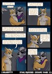 absurd_res anthro canid canine canis clothed clothing comic dialogue duo embrace english_text eye_patch eyewear fox fox_mccloud hangar hi_res hug love male male/male mammal nintendo nipples nude ollieotty pecs romantic romantic_couple sad space speech_bubble star_fox text wolf wolf_o'donnell
