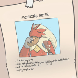 anthro bodily_fluids bread claws eating eyes_closed female fingers food fur nude poster poster_template red_body red_fur saliva solo text ferrissimulator nintendo pokemon avian bird blaziken generation_3_pokemon pokemon_(species) bust_portrait english_text meme portrait