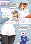 absurd_res albinefox anthro big_breasts breasts canid canine clothed clothing collar comic crossed_arms disney dress english_text excited fan_character felid female fox group hi_res humor judy_hopps lagomorph leporid male mammal marshmallow_(albinefox) nick_wilde nurse owo pantherine patient rabbit red_fox sad shirt simple_background size_difference smaller_female text text_on_clothing text_on_collar text_on_shirt text_on_topwear thick_thighs topwear true_fox wide_hips zootopia